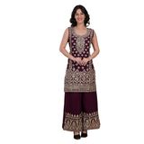 Royal Plum Hand-Embroidered Sharara Set