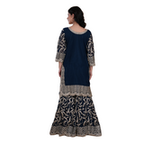 Midnight Blue Embroidered Sharara Set