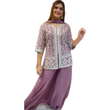 Pink Embroidered Kurta with Palazzo Set
