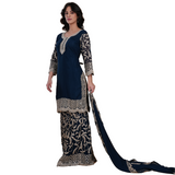 Midnight Blue Embroidered Sharara Set