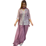 Pink Embroidered Kurta with Palazzo Set