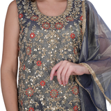 Grey Ethnic Sharara Suit