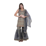 Grey Ethnic Sharara Suit