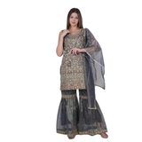 Grey Ethnic Sharara Suit