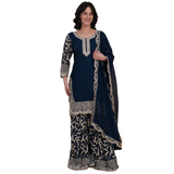 Midnight Blue Embroidered Sharara Set