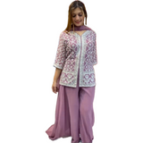 Pink Embroidered Kurta with Palazzo Set