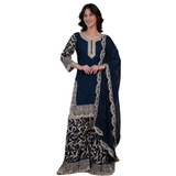 Midnight Blue Embroidered Sharara Set