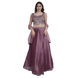 Mauve Mirror Work Lehenga Set