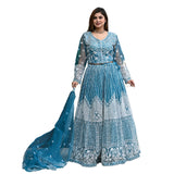 Aqua Majesty Embroidered Net Lehenga Set