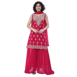 Rani Pink Embroidered Palazzo Set with Dupatta | Festive & Wedding Party Wear Suit for Women