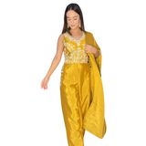 Chic Mauve Embroidered Crop Top Pant Set with Dupatta