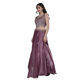 Mauve Mirror Work Lehenga Set