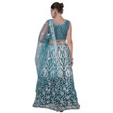 Teal Embroidered Net Lehenga Choli Set