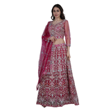 Fuchsia Bloom Embroidered Lehenga Set