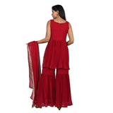 Red and Gold Sharara Set