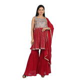 Red and Gold Sharara Set