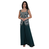 Deep Teal Sequin Co-ord Top with Flowing Palazzo Pants