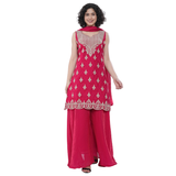 Rani Pink Embroidered Palazzo Set with Dupatta | Festive & Wedding Party Wear Suit for Women