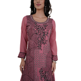 legant Dusty Rose Long Kurta and Wide-Leg Palazzo Ensemble