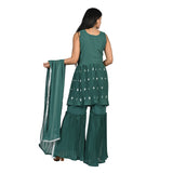 Green Sharara Suit with Silver Embroidery