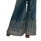 Teal Serenity Embroidered Sharara Set