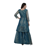 Teal Serenity Embroidered Sharara Set