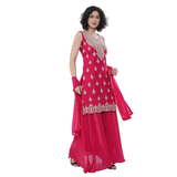 Rani Pink Embroidered Palazzo Set with Dupatta | Festive & Wedding Party Wear Suit for Women