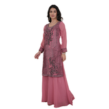 legant Dusty Rose Long Kurta and Wide-Leg Palazzo Ensemble