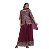 Regal Maroon Embroidered Peplum Sharara Set
