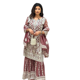 Redwood Ethnic Embroidered Sharara Set