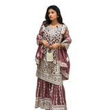 Redwood Ethnic Embroidered Sharara Set