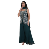 Deep Teal Sequin Co-ord Top with Flowing Palazzo Pants