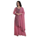 legant Dusty Rose Long Kurta and Wide-Leg Palazzo Ensemble