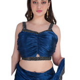 Navy Blue Designer Black Saree