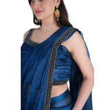 Navy Blue Designer Black Saree