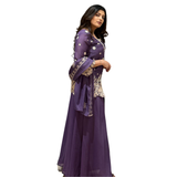 Regal Purple Embroidered Sharara Suit