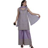 Lavender Luxe Embroidered Palazzo Set