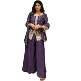 Regal Purple Embroidered Sharara Suit
