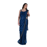 Navy Blue Designer Black Saree