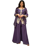 Regal Purple Embroidered Sharara Suit