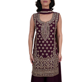 Royal Plum Hand-Embroidered Sharara Set