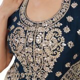 Midnight Blue Heavy Embroidered Sharara Set