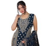 Midnight Blue Heavy Embroidered Sharara Set