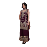 Royal Plum Hand-Embroidered Sharara Set