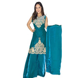 Emerald Royale Embroidered Kurti Skirt Set