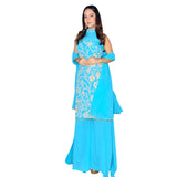 Turquoise Shine Festive Kurti with Palazzo