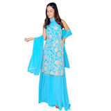 Turquoise Shine Festive Kurti with Palazzo