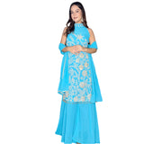 Turquoise Shine Festive Kurti with Palazzo