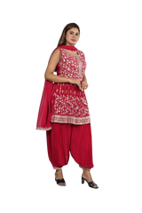 Red Afghani Pant and Kurti Set