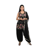 Midnight Enchantment Embroidered Kurti Set